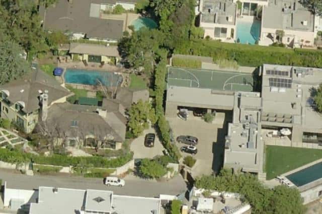Leonardo DiCaprio owns these two adjacent homes in Los Angeles. Photo via Bing Maps.