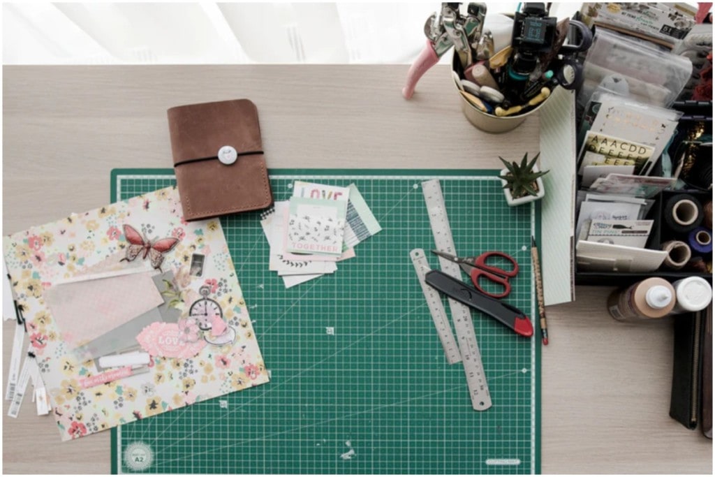 table top in craft room makeover