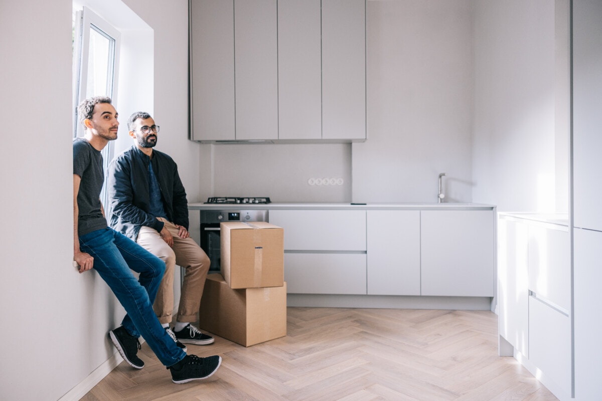 Couple moving into starter home