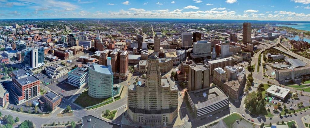 Aerial shot of buffalo, new york and surrounding areas for investing in property