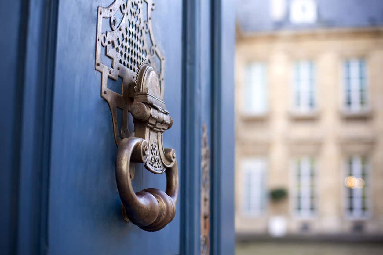 Door and knocker of a stylish French mansion