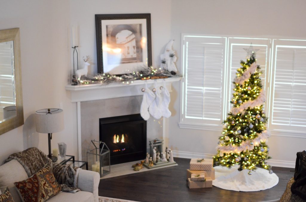 Holiday decorated living room for a house listed to sell