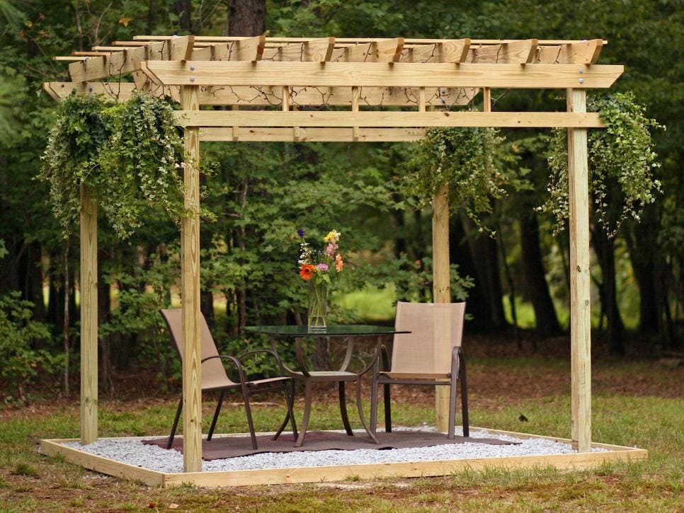 A free standing pergola is another great idea for your backyard oasis