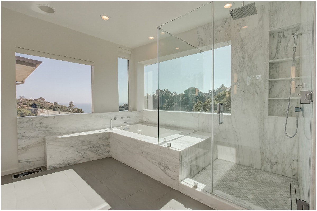 a modern mansion bathroom marble views 