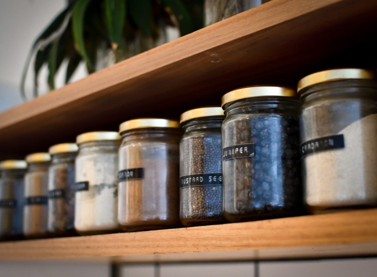 Organized spices in the pantry