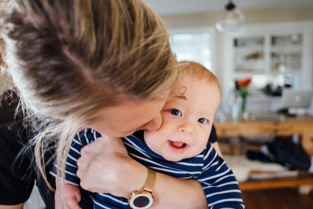 Baby and mom hugging
