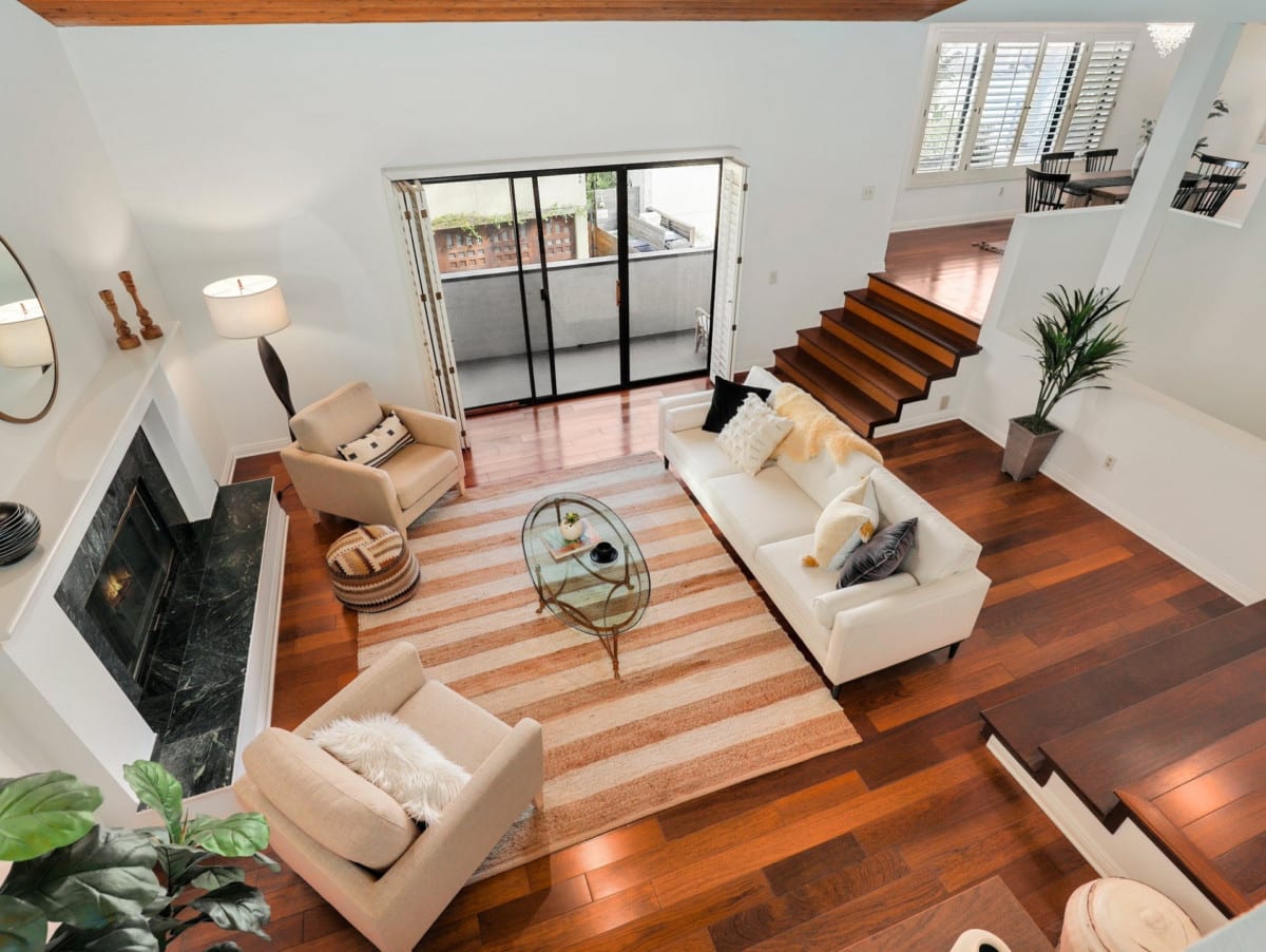 Aerial view living room layout