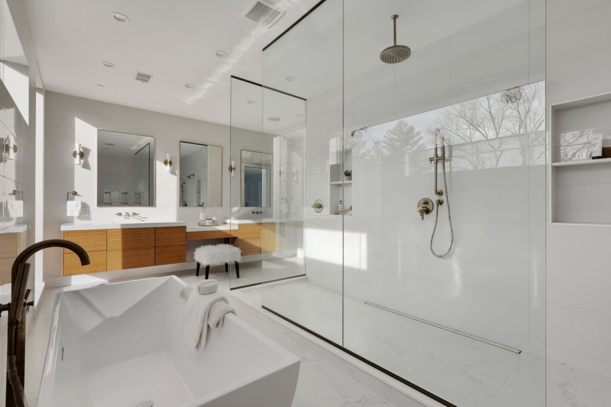 Sleek white bathroom