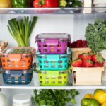 organized colorful fridge