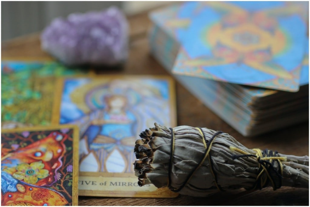 cleanse tarot reading space with sage