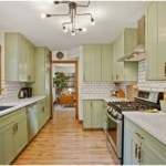 A large green kitchen