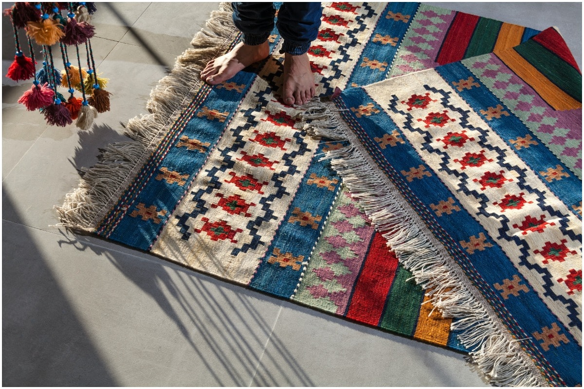 A multi-colored rug