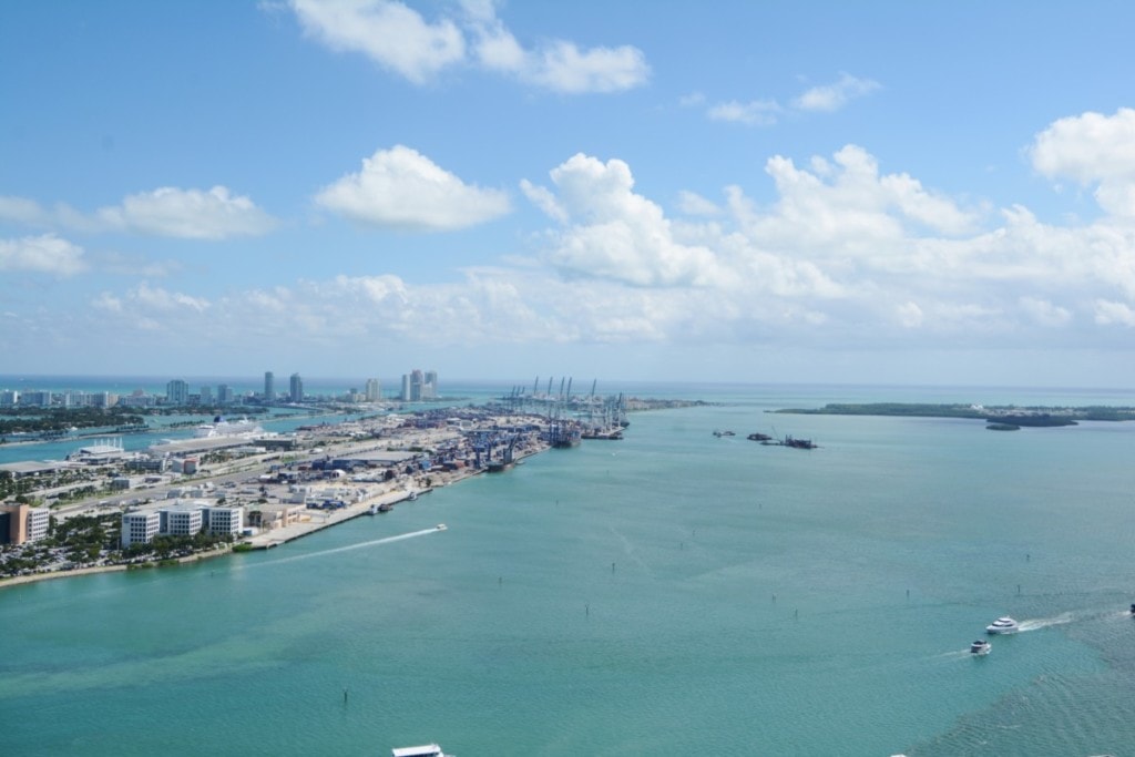 aerial view of Miami with high flood risk