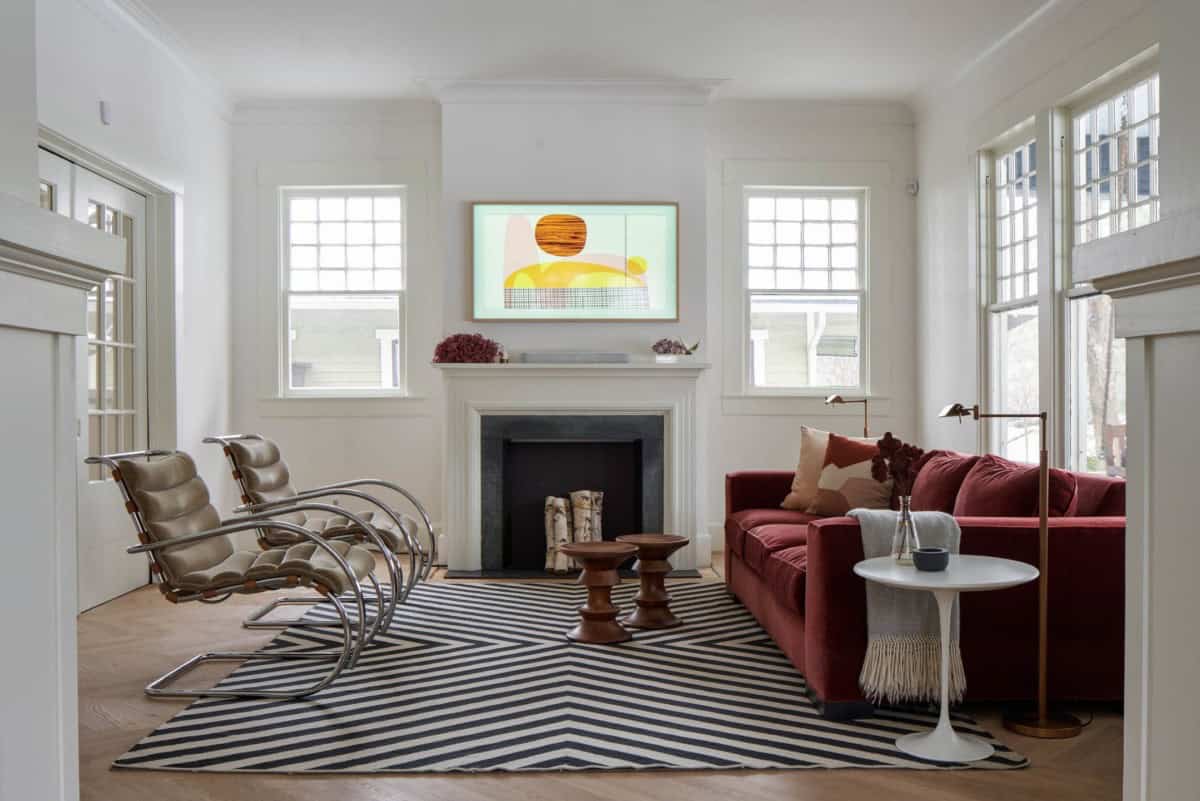 Make a small living room look bigger by bringing in color