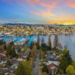 aerial waterfront view of affordable seattle suburbs