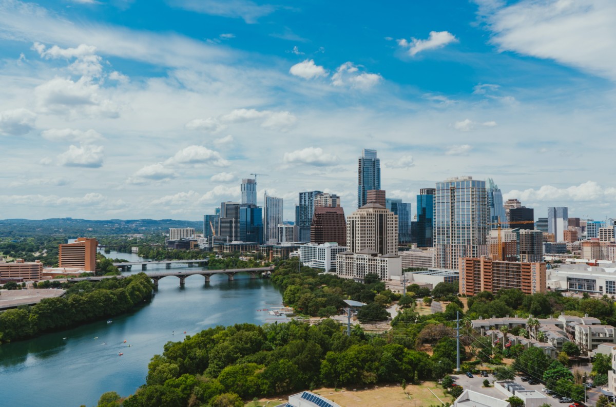 view of austin texas buildings and view of the river