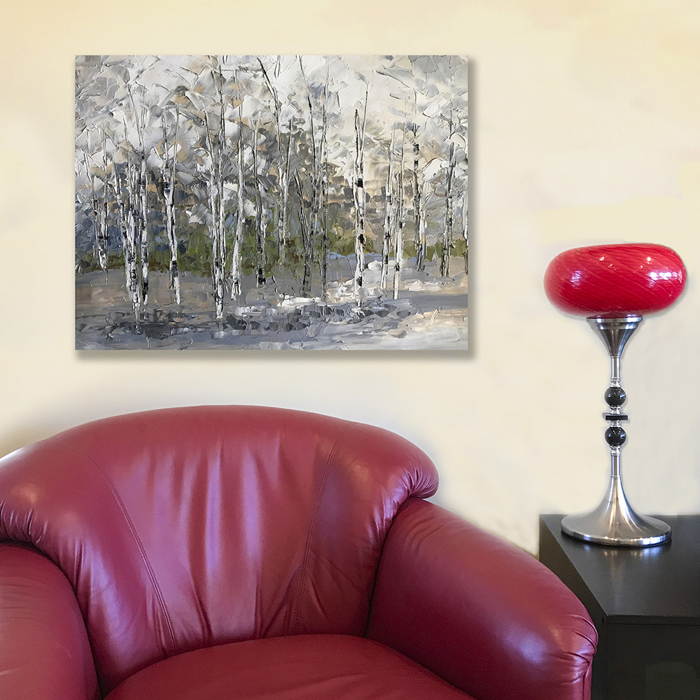 Decor tip- red chair, red lamp, neutral art