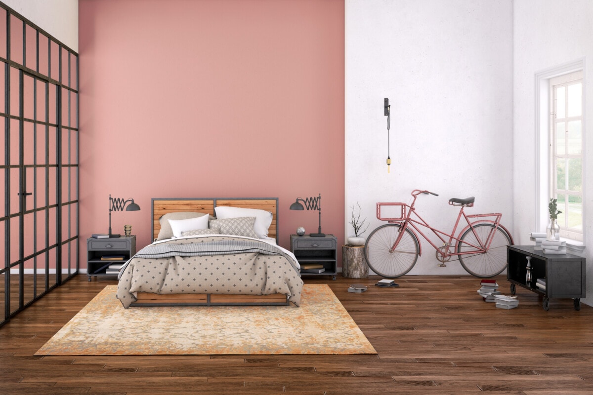 Pink paint in a bedroom 