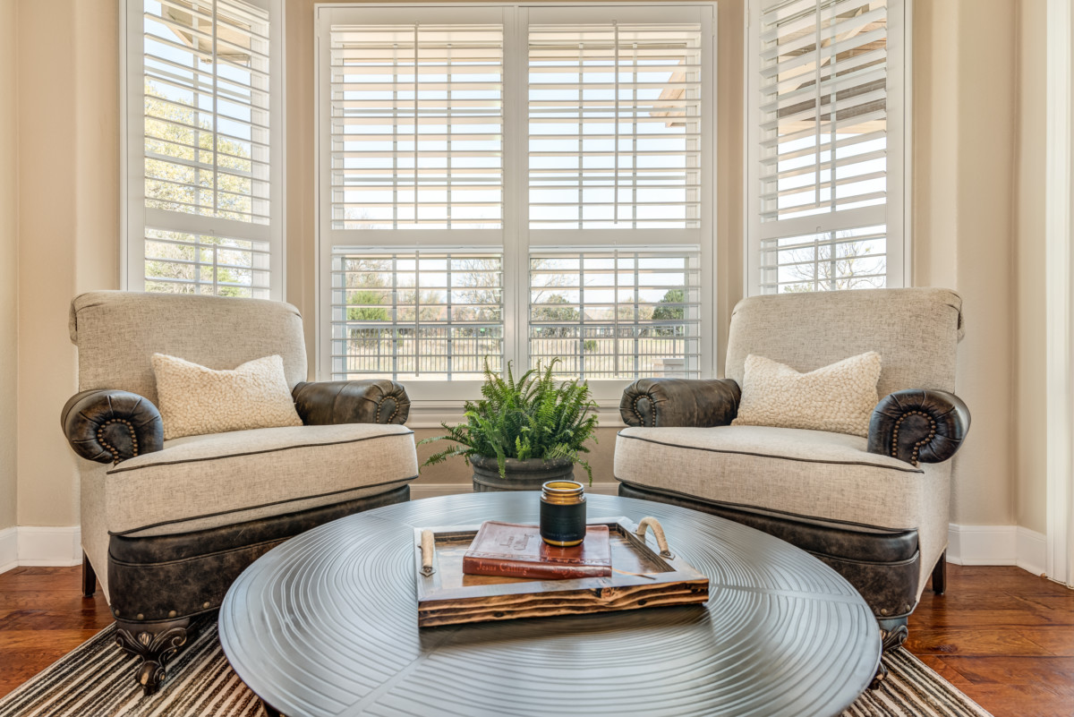 organized living room with lots of natural light