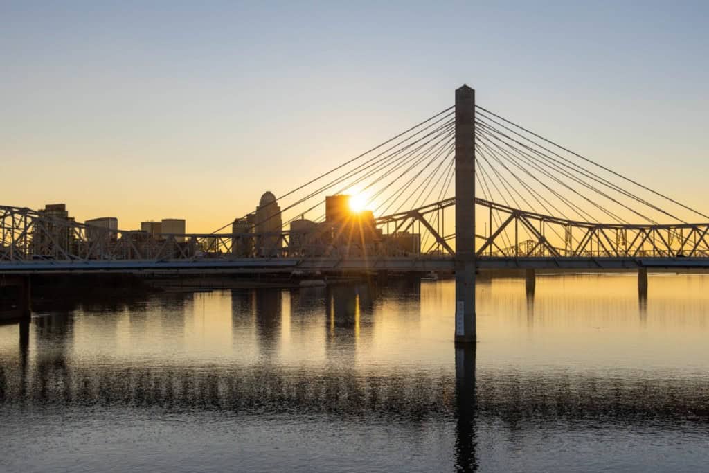 kentucky bridge at sunset