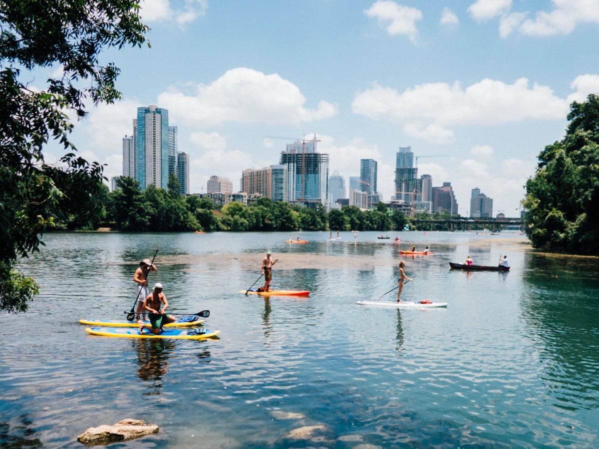 Paddle boarding downtown Austin Texas