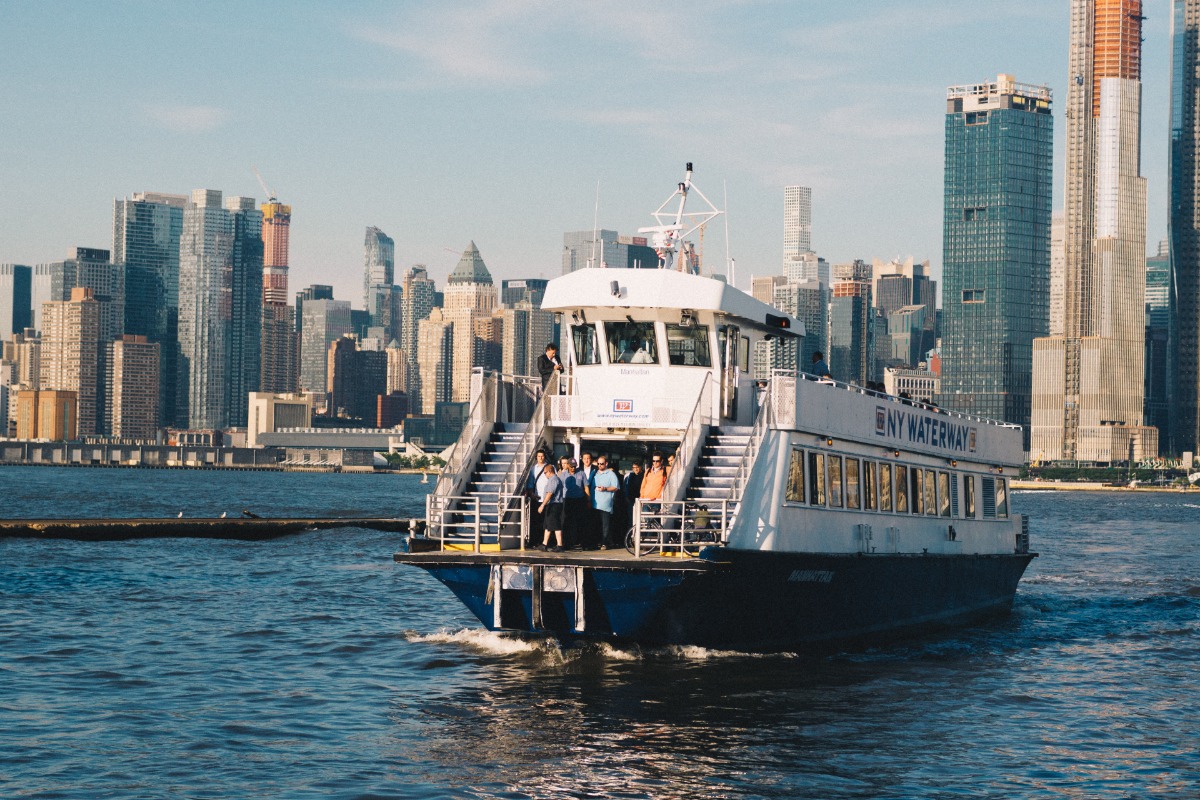 A New York Ferry with the Skyline in the background