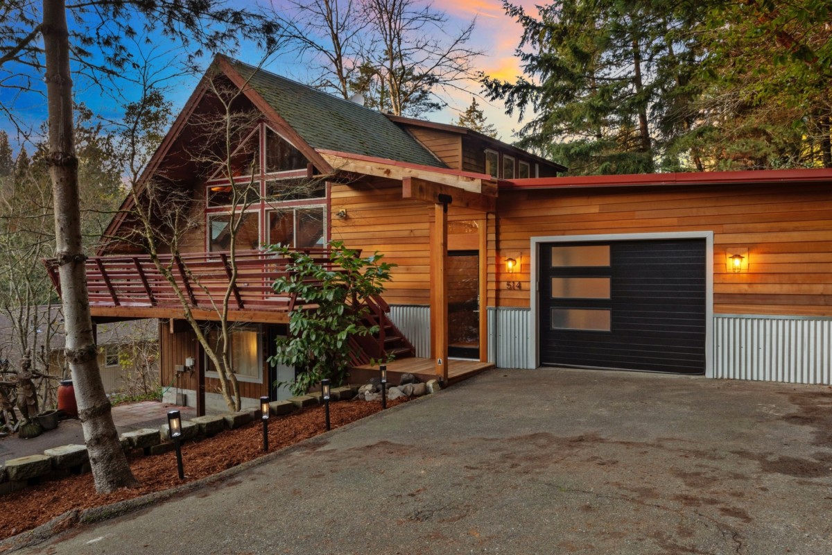 home exterior in a wooded area