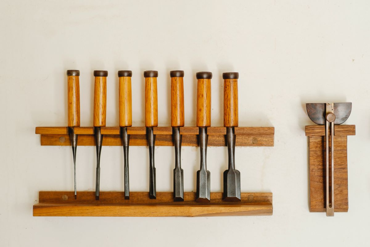 tools organized on a shelf