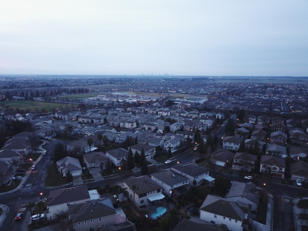 sacramento suburb aerial view