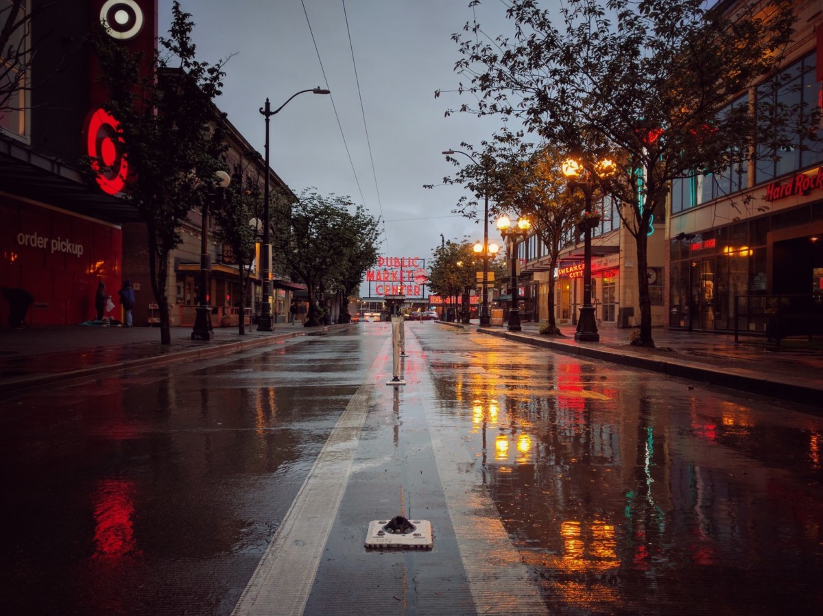 Rainy street in Seattle