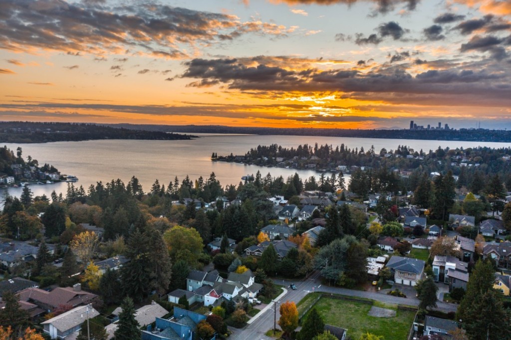 view of fastest growing cities in washington at sunset