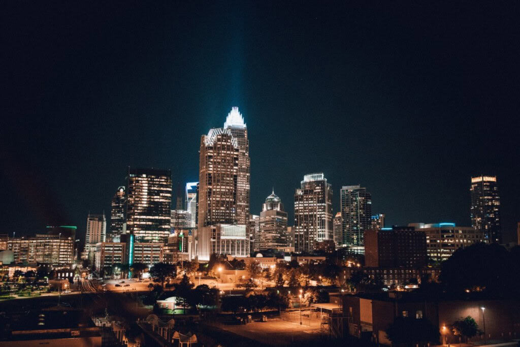 downtown charlotte north carolina at night