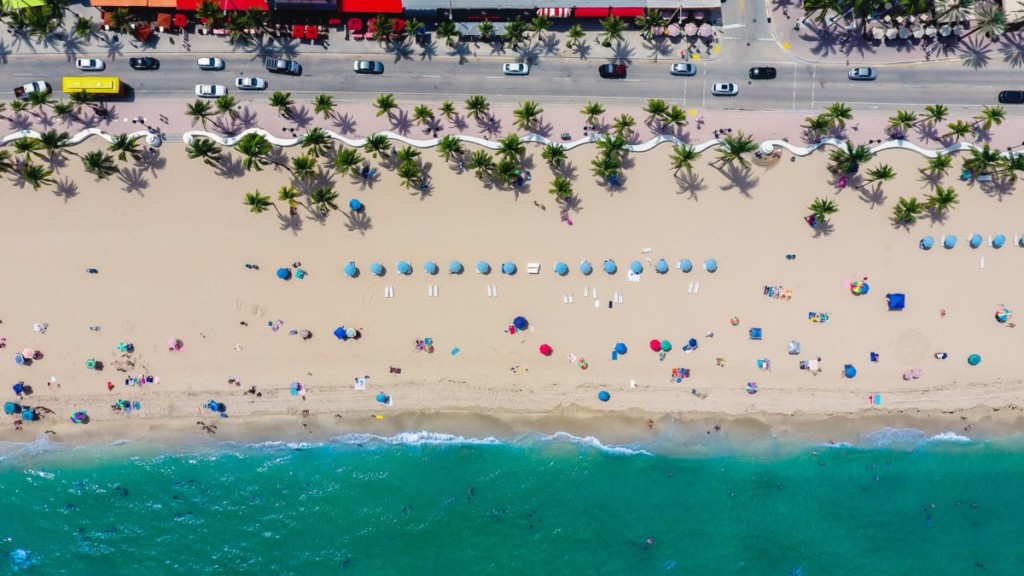 aerial view of a beach in fort lauderdale, a city near miami