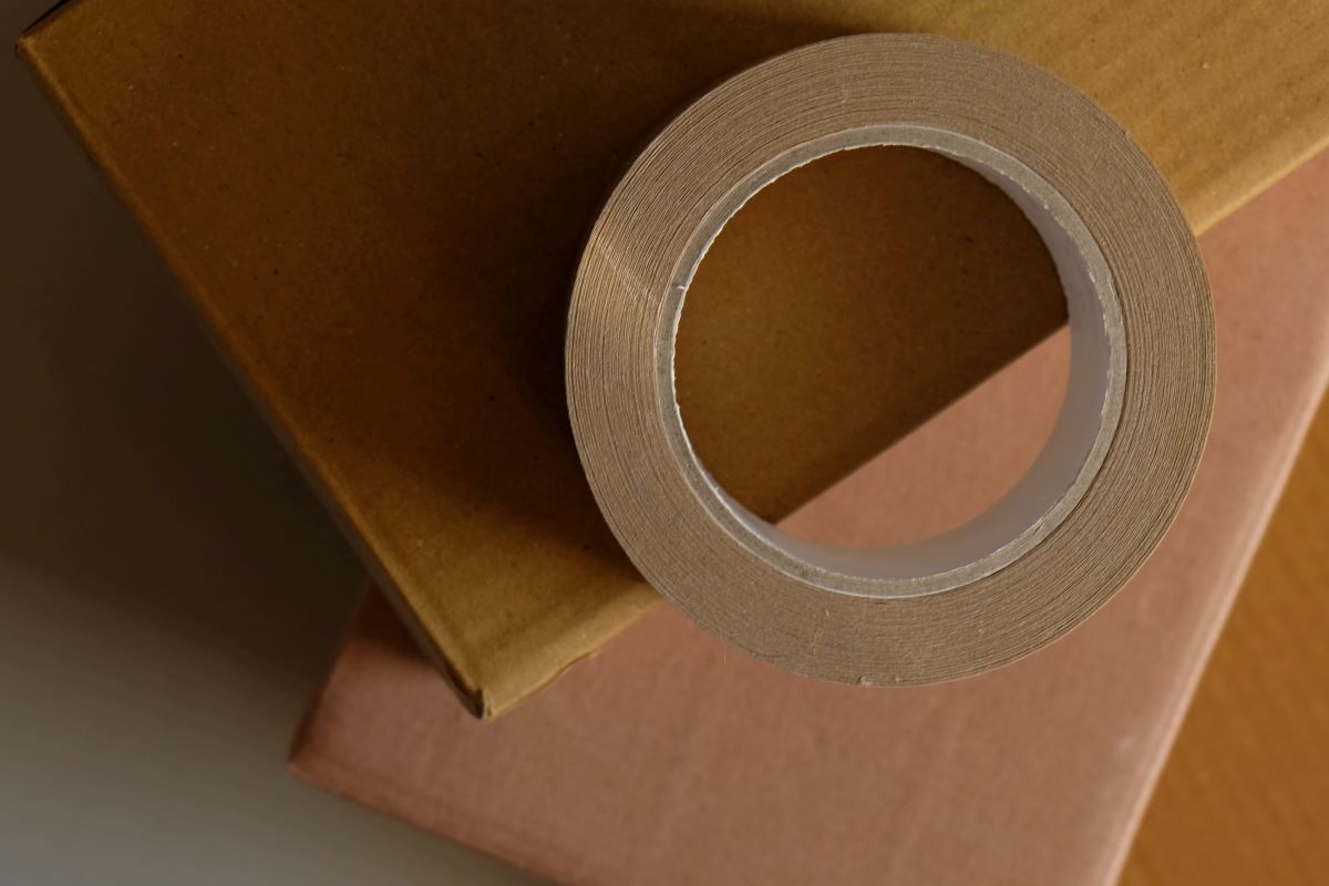 roll of tape on moving boxes
