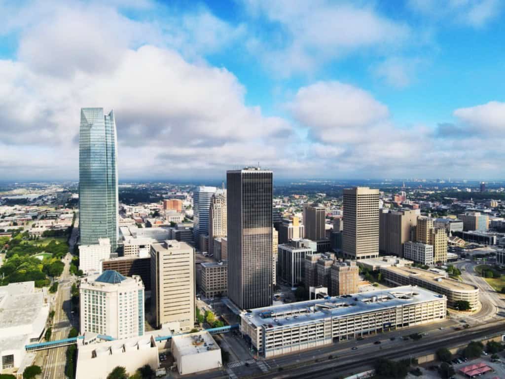 downtown oklahoma city skyline view
