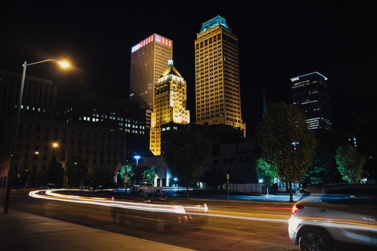 downtown tulsa oklahoma at night