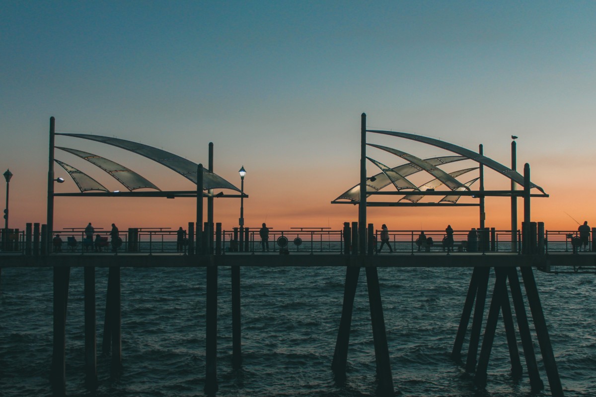 redondo beach pier at sunset