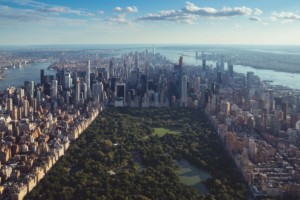 new york city skyline with tall buildings and central park