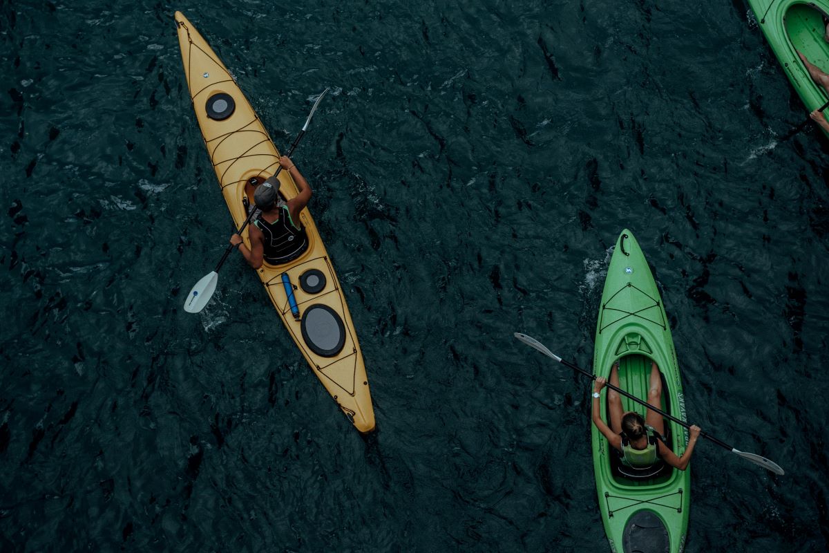 kayaks on the water