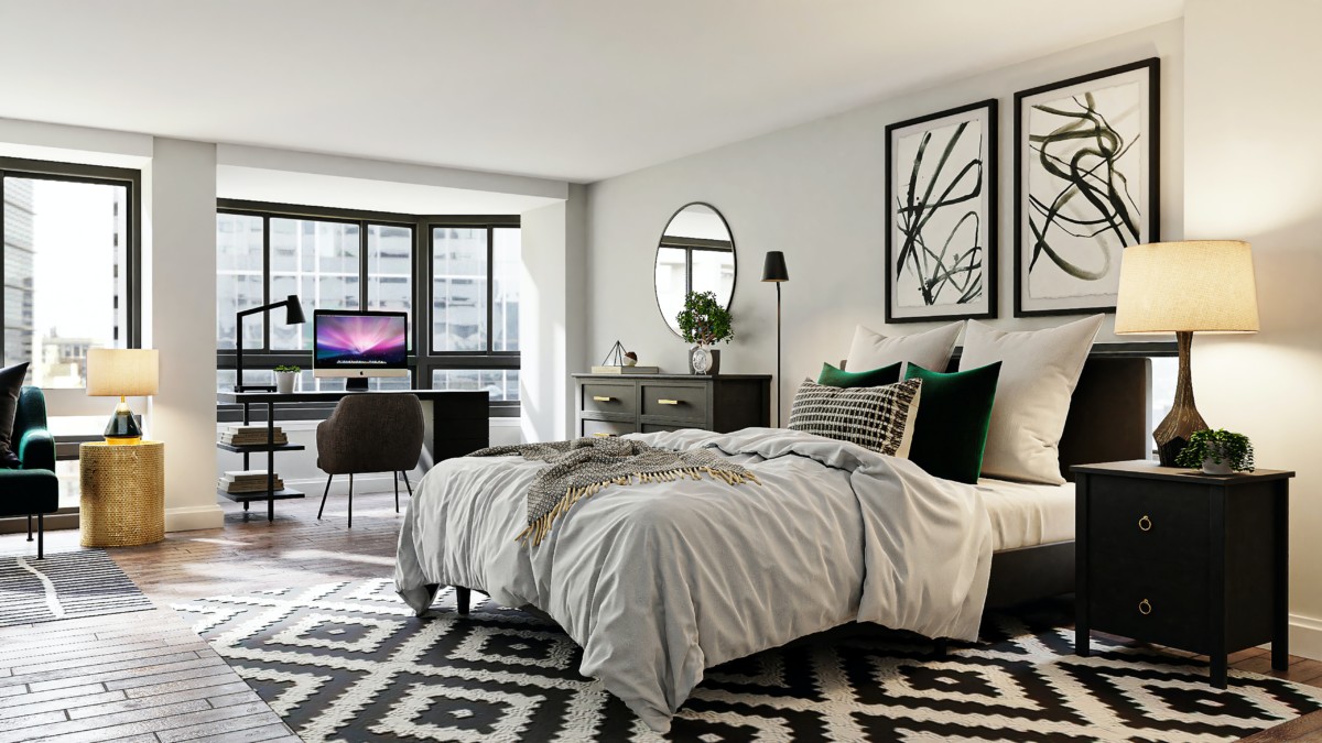 studio apartment sleek bedroom