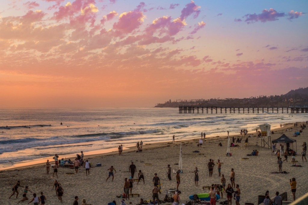 Pacific Beach in San Diego at sunset