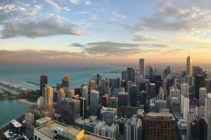 Aerial view of chicago skyline