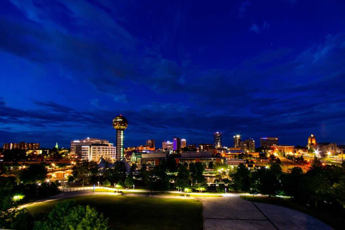Knoxville, TN skyline at night
