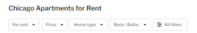 chicago homes for rent filter