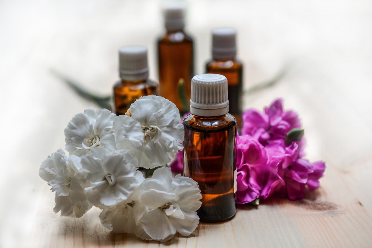 Essential oils around flowers