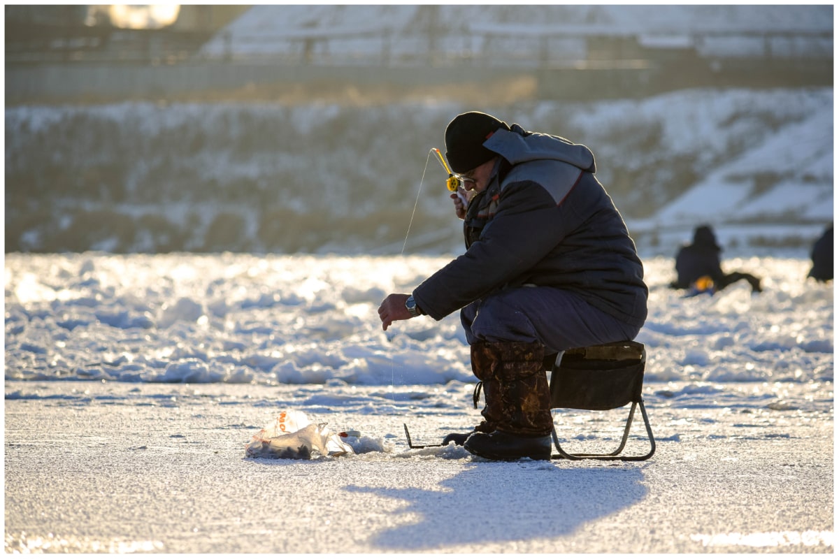 Ice fishing in Minneapolis