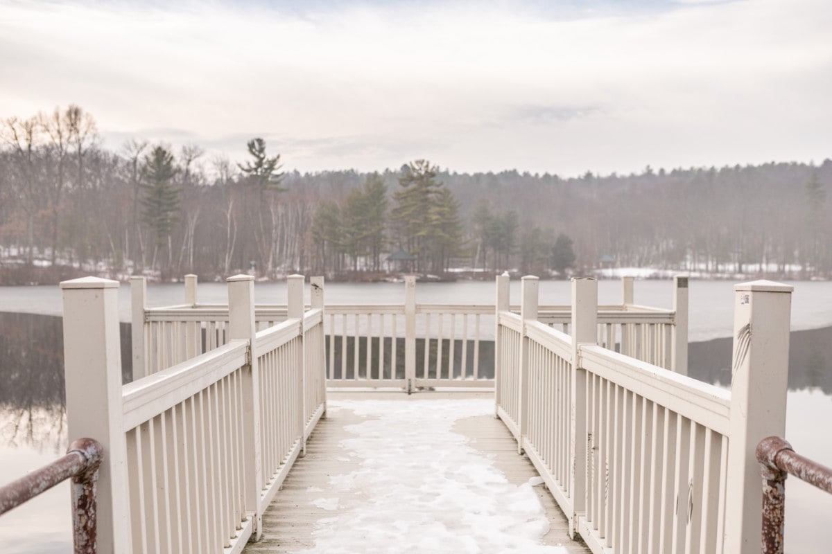 view of suburbs of worcester ma during the winter