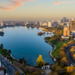 Downtown Oakland and Lake Merritt in the morning