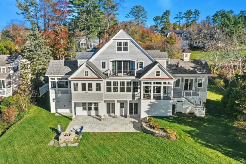 aerial view of large home in duxbury, ma