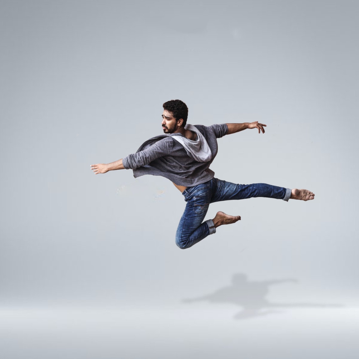 Dancer jumping through the air